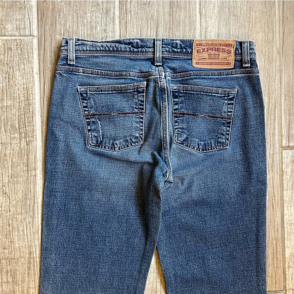 Vintage Express Flare Bootcut Women 5/6 Jeans w/ Jumbo Logo Patch
